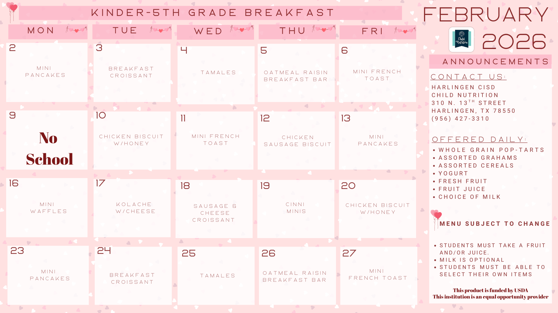 Kinder-5th Updated Menu 12/9/25